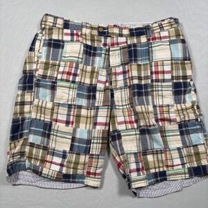 Berle Shorts Mens 36 Multicolor Reversible Madras Patchwork Seersucker Cotton